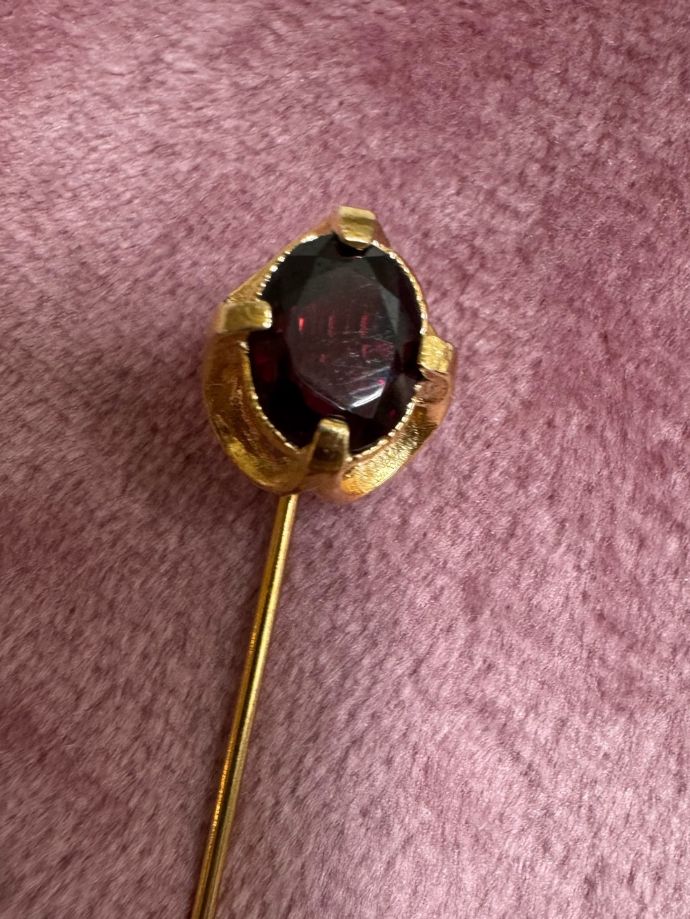 Vintage Gold Tone Red Stone Stick/Hat Pin - Picture 3 of 6